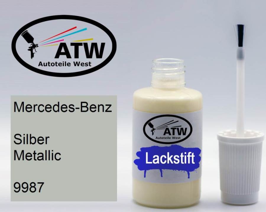 Mercedes-Benz, Silber Metallic, 9987: 20ml Lackstift, von ATW Autoteile West.